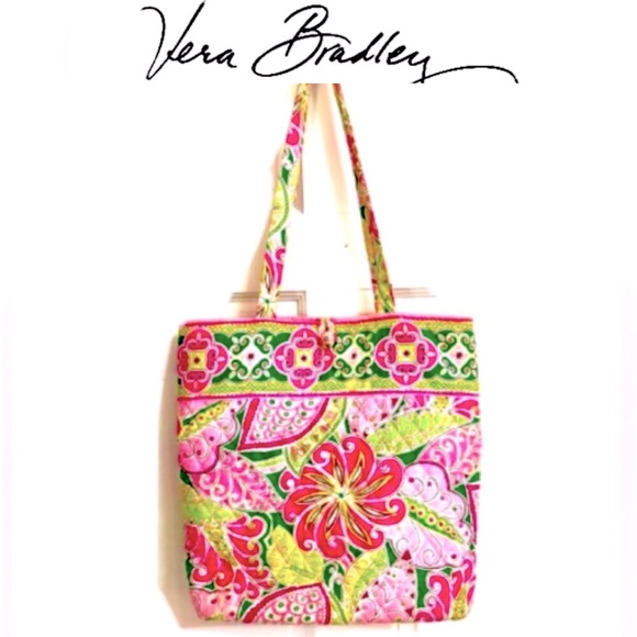 VERA BRADLEY Shoulder Strap TOTE Purse Retired Pinwheel Pink size 14x12 EUC - Picture 1 of 12